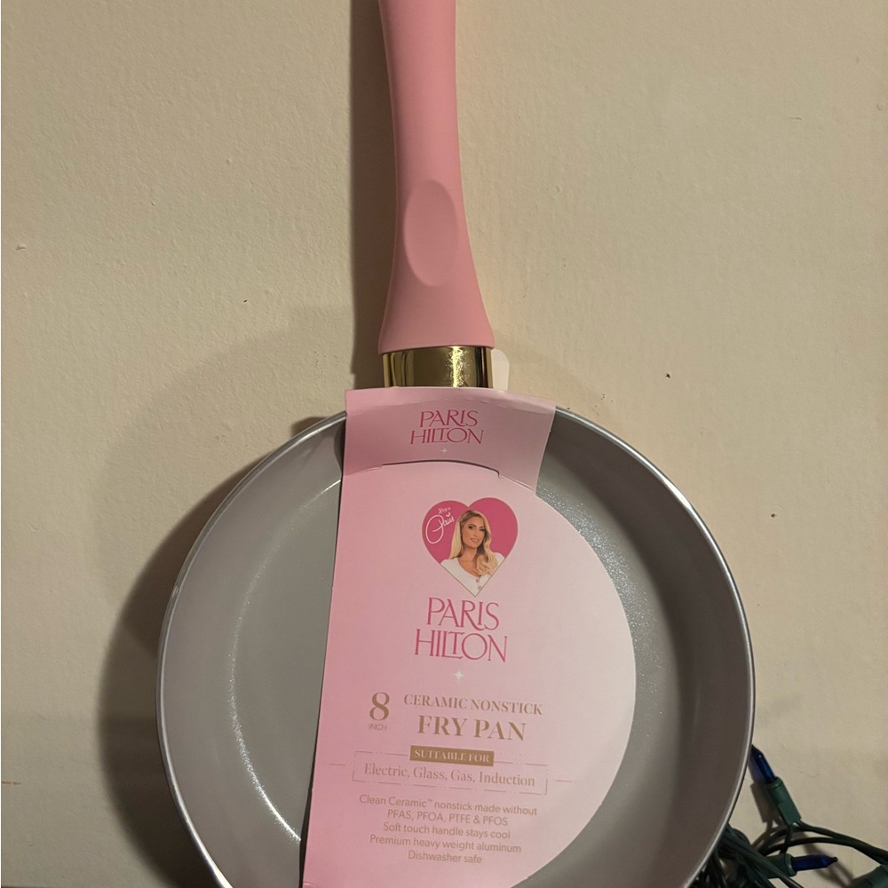 Paris Hilton Pink Ceramic Fry Pan with Gold Accent